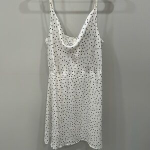Polka dot silk slip dress with adjustable straps